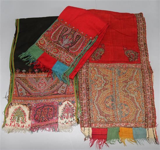 Three Kashmiri stoles( two signed)